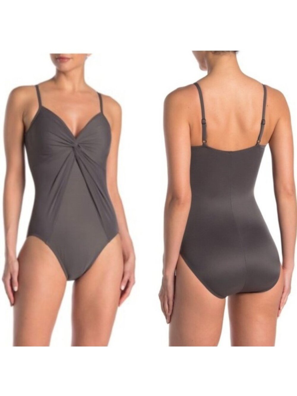 Miraclesuit Love Knot Grey One Piece Swimsuit Size 8